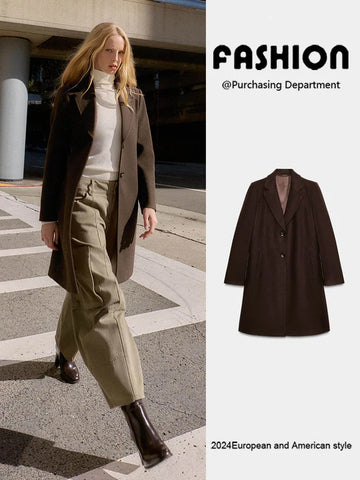 Manteau élégant pour femme, nouvelle collection d'hiver, avec col châle, manches longues, épaulettes souples, style européen
