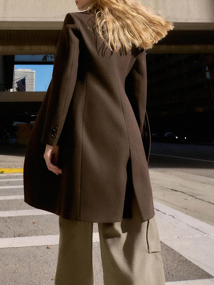 Manteau élégant pour femme, nouvelle collection d'hiver, avec col châle, manches longues, épaulettes souples, style européen